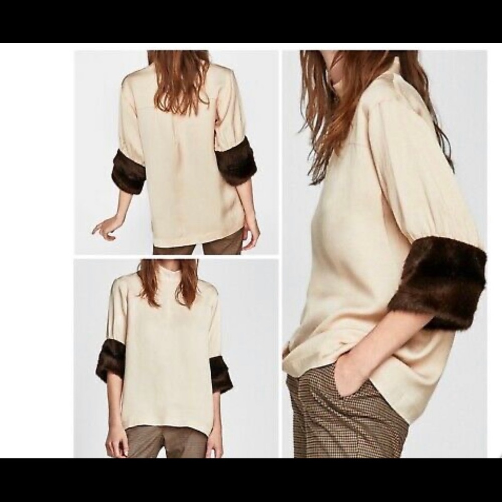 Zara Faux Fur Cuff Top